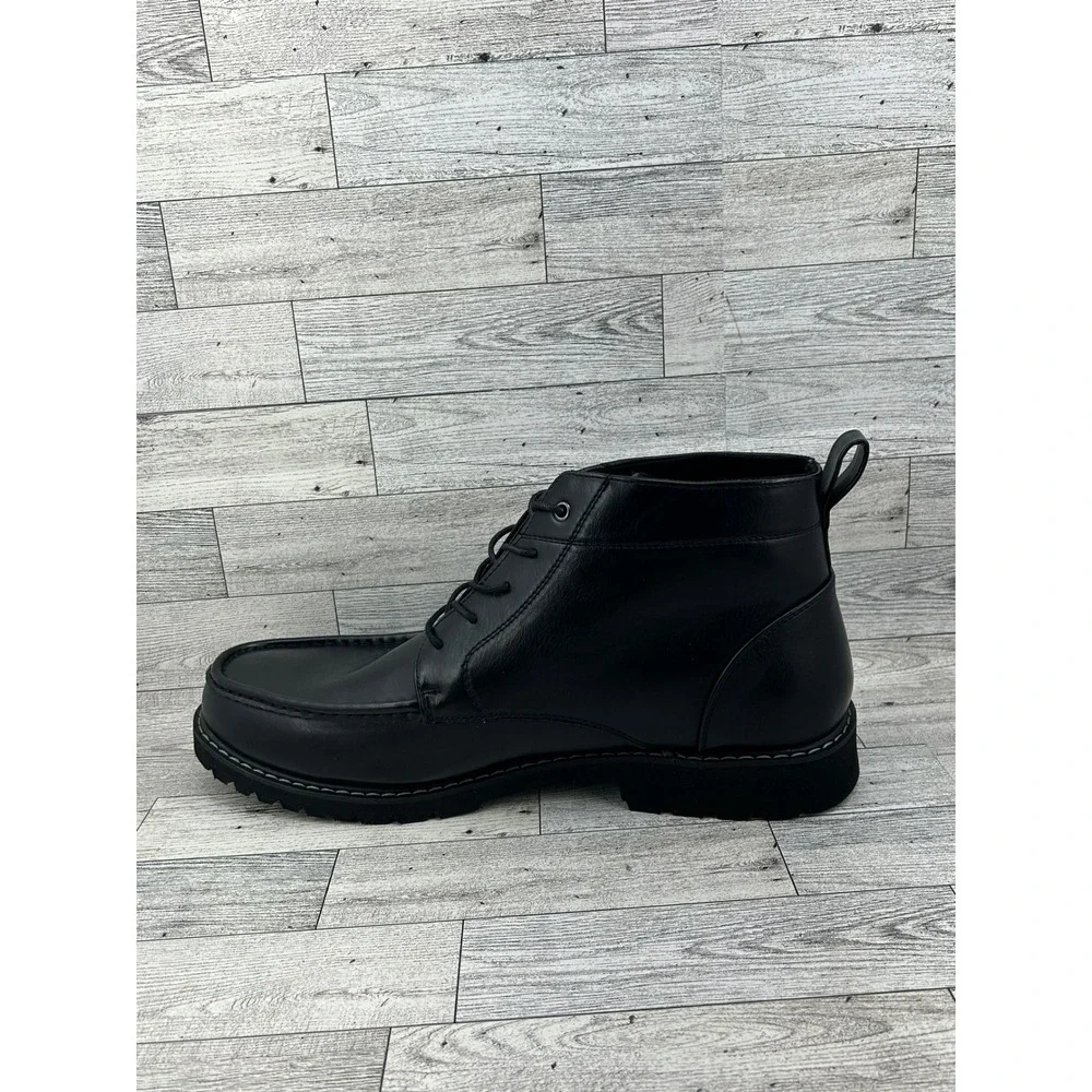 Rockport CJ1573 Men Black Moc Toe Chukka Boots Lace Up Size 14M Lug Sole